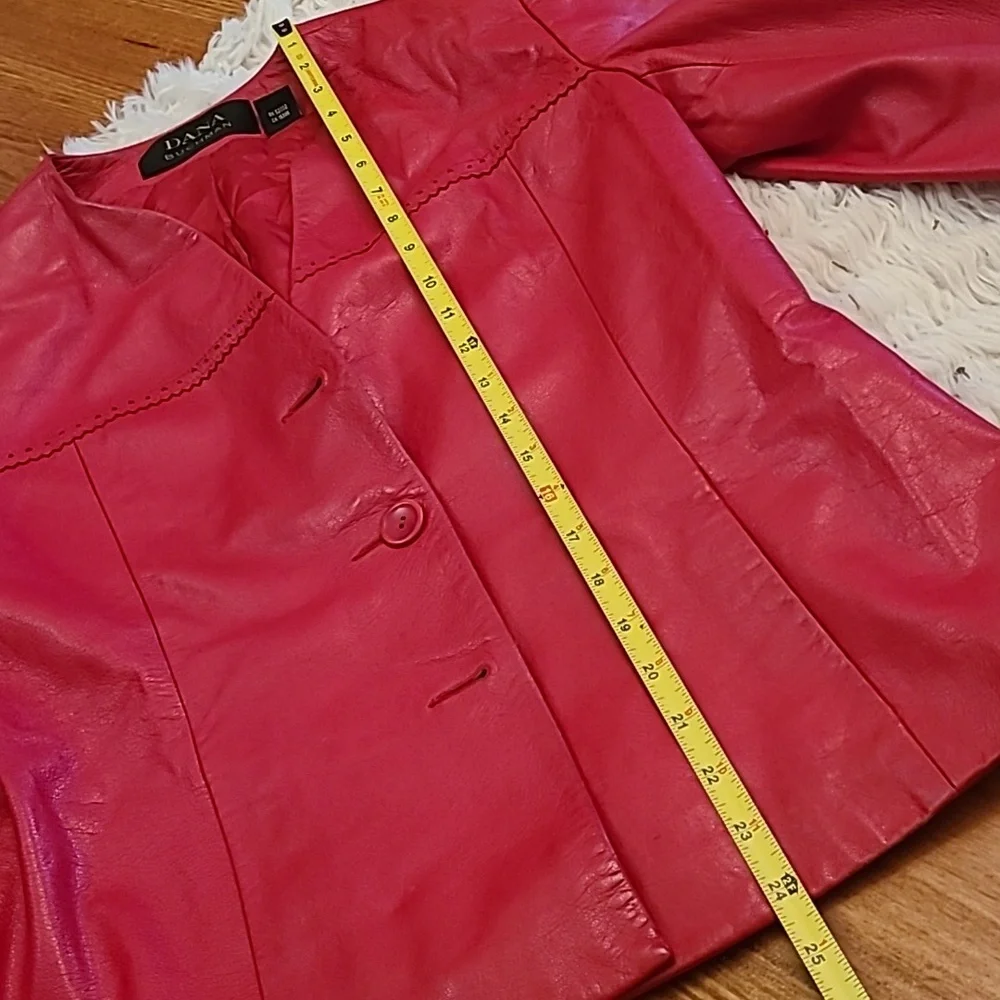 Dana Buchman Red Butter Soft Leather Moto Biker Jacket Size 8 - Picture 7 of 11